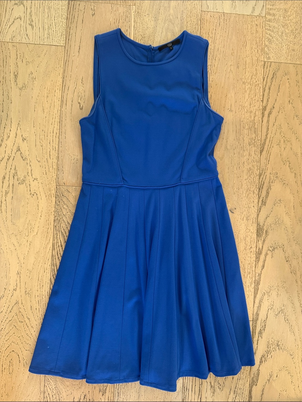 Tibi Sleeveless Fit-and-Flare Dress in Cobalt Blue